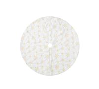 Snowflake Design White Christmas Tree Skirt - Gold Embroidered Sequin Print, 90cm Plush Faux Fur Christmas Tree Skirt, Christmas Tree Bottom Cover, Ho