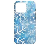 Snowflake Gray Blue Snow Frostwork Winter Christmas Lights Carcasa para iPhone 16 Pro