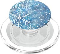 Snowflake Gray Blue Snow Frostwork Winter Christmas Lights PopSockets PopGrip para MagSafe