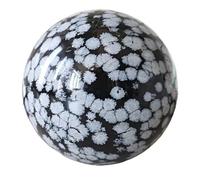 Snowflake Obsidian Sphere, Quartz Crystal Ball Sculpture Figurine,Feng Shui Supplies,Home Office Desk Decor Figurine,60~70mm