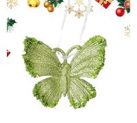 Snowflake Ornaments - 3D Lightweight Festive Pendants with Green Glitter Detail, Christmas Tree Decoration Indoor Use, Perfect for Living Room, Window, Table décor, and Holiday Celebrations at Home