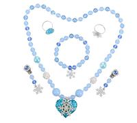 Snowflake Theme Pearl Necklace Bracelet Earring Set Adorable Boys and Girls Jewelry for Birthday Christmas Masquerade