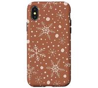 Snowflakes Taupe Pattern Winter Christmas Holidays Snow Carcasa para iPhone X/XS