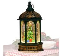 SnowGlobe Lantern | Glitter Snow Globe | Winter Table Centerpiece, Hexagonal Wind Lamp Decorative Snow Globe Lantern Table Centerpiece Light-up Glitter Lantern Winter Snow Globe