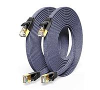 Snowkids Cat 7 Cable de Red, Alta Velocidad 10 Gbit/s 600 MHz Cable Plano Trenzado de Nailon Profesional Chapado en Oro STP Cable Ethernet Cat 7 RJ45 para Router Modem Switch TV Box PC PS-4 (5M 2PACK)
