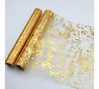 Snowkingdom Camino de Mesa Dorado de 5,5 m, 2 Piezas de Lentejuelas con Purpurina metálica de Malla Fina de 11 x 108 Pulgadas, Decoraciones de Mesa Doradas para Fiestas de Eventos, Bodas, Fiestas de