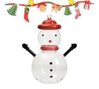 Snowman Candy Jar - 18x9cm Glass Treat Holder, Christmas Snack Container, Transparent Food Storage Canister, Heat-Resistant Decorative Snowman | Jar For Table Display Party Banquet Holiday Home