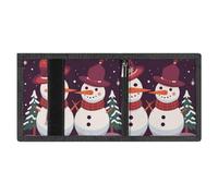 Snowman in The Snow - Cartera minimalista de triple pliegue para hombre, con bloqueo RFID, 8 tarjeteros, 1 bolsillo para billetes y ventana de identificación, carteras delgadas de velcro triple