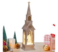 Snowman Night Light Lantern - 8.6 Inch Christmas Resin LED Decoration | Santa Claus Ornament Lamp | Festive Tabletop Light | Battery Powered Holiday Decor | Bedroom Nursery and Home Celebration