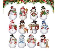Snowman Ornament, Tree Pendant, Wooden Hanging Decoration with 3.15 Inches, Holiday Decor for Winter, Celebrations, Home, Window Display, Party, Tree Trimming, Festive, Birthday Styling, White