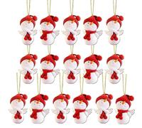 Snowman Ornaments - 2D Wooden Figurines, 16-Piece Snowman Decorations | Red and White Wooden Ornaments with Smiling Faces | Christmas Tree Pendants for Winter Holiday Home, Table, Mantel, Indoor Decor