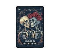 Snowsun Letrero de estaño con texto en inglés "I'd Rot In Hell With You" - Letrero de metal retro vintage para el hogar, bar, oficina, jardín, decoración de pared, 8 x 12 pulgadas