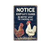 Snowsun Letrero de estaño con texto en inglés "Keep Gate Closed No Matter What The Chickens Dice" - Letreros de metal vintage retro para el hogar, bar, oficina, jardín al aire libre, decoración de