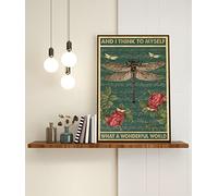 Snowsun Letrero de metal con diseño de libélula y creo que a mí mismo un mundo maravilloso. Letrero de estaño vintage divertido para decoración de pared para el hogar, jardín, bar, sala de estar al