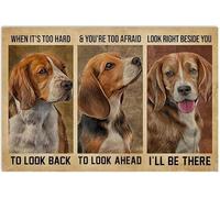Snowsun Letrero de metal con texto en inglés "Beagle When It'S Too Hard To Look Back", de aluminio, vintage, para decoración de pared del hogar, jardín, oficina, 8 x 12 pulgadas