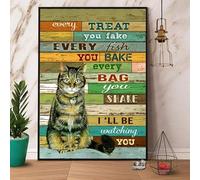 snowsun Letrero de metal con texto en inglés "Cat I'll Be Watching You", vintage, divertido, retro, de aluminio, para el hogar, granja, jardín, garaje al aire libre, 8 x 12 pulgadas