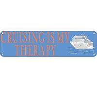 snowsun Letrero de metal con texto en inglés "Cruising is My Therapy", estilo retro, de aluminio, para cocina, hogar, jardín, pared, bar, cafetería, decoración de 4 x 16 pulgadas