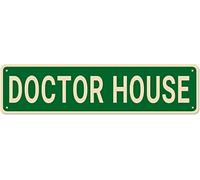 snowsun Letrero de metal con texto en inglés "DOCTOR HOUSE", vintage, retro, de aluminio, para dormitorio, cocina, jardín, pared, bar, club, café, decoración del hogar, 10,2 x 40,6 cm