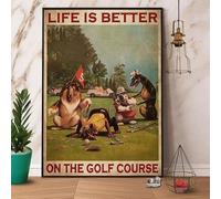 Snowsun Letrero de metal con texto en inglés "Dog Life Is Better On The Golf Course", divertido letrero retro vintage de aluminio para el hogar, jardín, café, decoración de pared, letrero de metal de