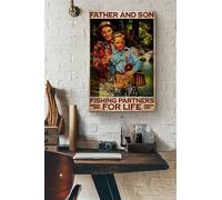 Snowsun Letrero de metal con texto en inglés "Father And Son River Fishing Partners For Life", de aluminio, estilo vintage, para decoración de pared en el hogar, jardín, oficina, 8 x 12 pulgadas