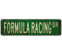 snowsun Letrero de metal con texto en inglés "FORMULA RACING DR", vintage, retro, de aluminio, para dormitorio, cocina, jardín, pared, bar, club, café, decoración del hogar, 4 x 16 pulgadas