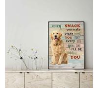 Snowsun Letrero de metal con texto en inglés "Golden Retriever Dog Every Snack You Make Every Meal You Bake Every Bite You Take - Letrero vintage de aluminio retro para decoración de pared del hogar