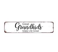 snowsun Letrero de metal con texto en inglés "Great Grandkids Make Life Great", retro, letrero de aluminio para dormitorio, cocina, jardín, pared, exterior, no se decolora, decoración de pub y club, 4