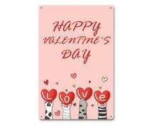 snowsun Letrero de metal con texto en inglés "Happy Valentine's Day", letrero retro de aluminio para decoración de pared de café en el hogar, 20 x 30 cm