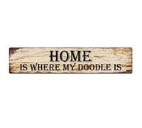 snowsun Letrero de metal con texto en inglés "Home is Where My Doodle is vintage", letreros retro de aluminio para cocina, hogar, jardín, pared, bar, cafetería, decoración de 4 x 16 pulgadas