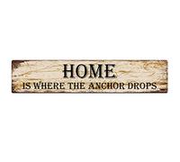 snowsun Letrero de metal con texto en inglés "Home is Where The Anchor Drops", estilo retro, letrero de aluminio para cocina, hogar, jardín, pared, bar, cafetería, decoración de 4 x 16 pulgadas
