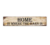 snowsun Letrero de metal con texto en inglés "Home is Where The Barn is", estilo retro, letrero de aluminio para cocina, hogar, jardín, pared, bar, cafetería, decoración de 4 x 16 pulgadas
