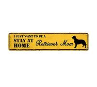 snowsun Letrero de metal con texto en inglés "I Just Want to Be A Retriever Mom Stay at Home" - Letreros vintage de aluminio para cocina, hogar, jardín, pared, bar, cafetería, decoración de 4 x 16