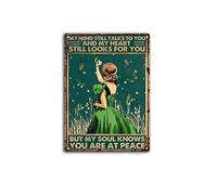 Snowsun Letrero de metal con texto en inglés "My Mind Still Talks to You and My Heart", divertido letrero retro vintage de aluminio para decoración de pared de café, 8 x 12 pulgadas