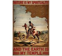Snowsun Letrero de metal con texto en inglés "Nature Is My Spirituality And The Earth Is My Temple", estilo vintage, para decoración de pared para el hogar, jardín, bar, sala de estar al aire libre, 8