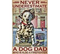 Snowsun Letrero de metal con texto en inglés "Never Underestimate A Dog Dad" vintage, letreros divertidos para decoración de pared para el hogar, jardín, bar, sala de estar al aire libre, 8 x 12