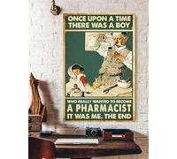 Snowsun Letrero de metal con texto en inglés "Once Upon A Time A Boy Who Wanted To Become A Pharmacist", de aluminio, vintage, para decoración de pared del hogar, jardín, oficina, 8 x 12 pulgadas