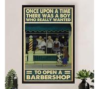 Snowsun Letrero de metal con texto en inglés "Once Upon A Time There Was A Boy Who Really Wanted To Open A Barbershop", letrero de estaño vintage divertido para decoración de pared para el hogar