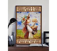 Snowsun Letrero de metal con texto en inglés "Once Upon A Time There Was A Girl Who Really Loved Comb-Honey Funny Retro Vintage Aluminum Sign for Home Garden Coffee Wall Decor Metal Tin Sign 8 x 12