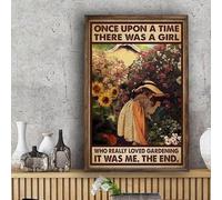 snowsun Letrero de metal con texto en inglés "Once Upon A Time There Was A Girl Who Really Loved Gardening", estilo vintage, retro, de aluminio, para colgar en el hogar, jardín, pared, porche, bar