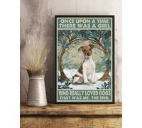 Snowsun Letrero de metal con texto en inglés "Once Upon A Time There Was A Girl Who Really Loved Jack Russell Dog" divertido retro vintage letrero de aluminio para el hogar, jardín, café, decoración