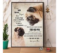 snowsun Letrero de metal con texto en inglés "Pug Love Mom To Son Family Lover I Love You I Hope You Believe In Yourself", letrero vintage divertido retro de aluminio para el hogar, patio, jardín, bar