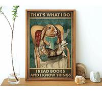 Snowsun Letrero de metal con texto en inglés "Rabbit That's What I Read Books", estilo vintage, para decoración de pared para el hogar, jardín, bar, sala de estar al aire libre, 8 x 12 pulgadas