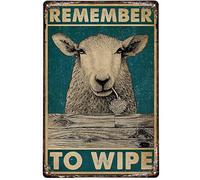 snowsun Letrero de metal con texto en inglés "Remember to Wipe Sheep" - Letrero de aluminio retro para cocina, hogar, jardín, pared, bar, cafetería, decoración divertida de 8 x 12 pulgadas