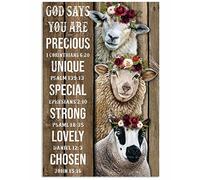 snowsun Letrero de metal con texto en inglés "Sheep God Says You Are Precious", vintage, divertido, retro, de aluminio, para el hogar, granja, jardín, oficina al aire libre, 8 x 12 pulgadas