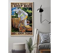 Snowsun Letrero de metal con texto en inglés "That'S What I Do I Keep Bees And I Know Things Funny Retro Vintage Aluminum Sign for Home Garden Coffee Wall Decor Metal Tin Sign 8 x 12 pulgadas