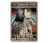 Snowsun Letrero de metal con texto en inglés "They Whispered to Her You Cannot Withstand The Storm She Whispered Back", de aluminio, para el hogar, jardín, café, decoración de pared, 8 x 12 pulgadas
