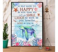 snowsun Letrero de metal con texto en inglés "Turtle Do What Makes You Happy Be Smile Laugh Breathe Love Live" - Letrero vintage divertido retro de aluminio para el hogar, patio, jardín, bar, al aire