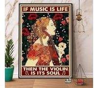 Snowsun Letrero de metal con texto en inglés "Violin Girl If Music Is Life And The Violin Is Its Soul Funny Retro Vintage Aluminum Sign for Home Garden Coffee Wall Decor Metal Tin Sign 8x12 Inch