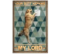 Snowsun Letrero de metal con texto en inglés "Your Butt Servilletas My Lord Golden Retriever", divertido letrero retro vintage de aluminio para decoración de pared de hogar, jardín, café, decoración