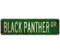 snowsun Letrero de metal de Black Panther DR Vintage Signs Retro Tin Signs Art Plate Letrero de aluminio para dormitorio, cocina, jardín, pared, bar, club, café, letrero colgante para decoración del
